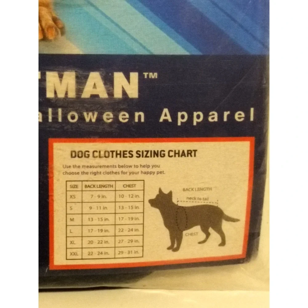 Batman Pet Halloween Costume Size Large DC Comics FFP18215-22 Black Yellow Cute